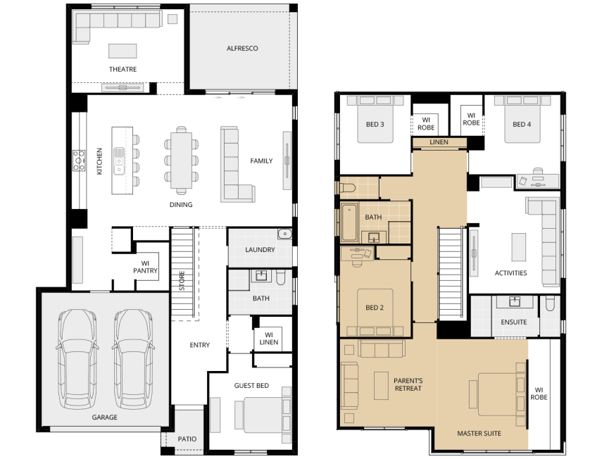 Enzo Four - Essence option floorplan parents retreat rhs two storey home design everyday enzo four option floorplan parents retreat lhs