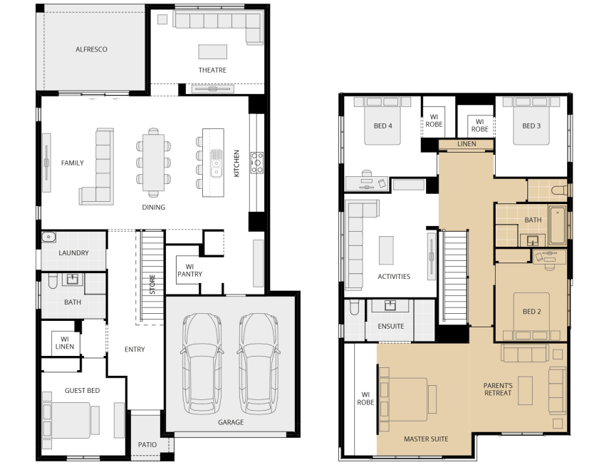 Enzo Four - Essence option floorplan parents retreat rhs two storey home design everyday enzo four option floorplan parents retreat rhs