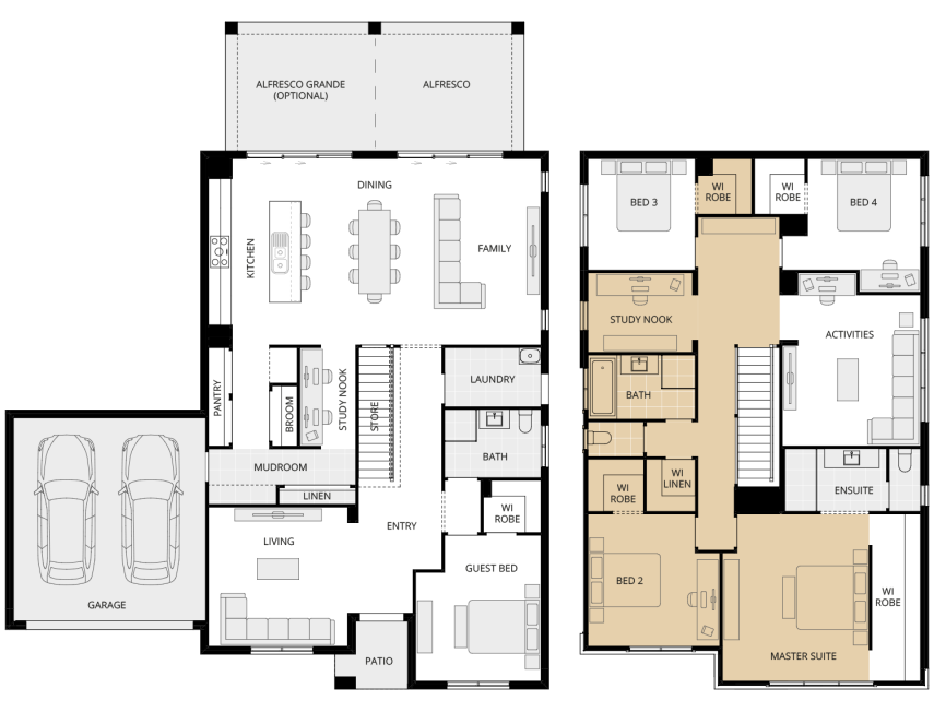 Enzo Five - Essence option floorplan study nook ILO parents retreat rhs two storey home design everyday enzo five option floorplan study nook ILO parents retreat lhs