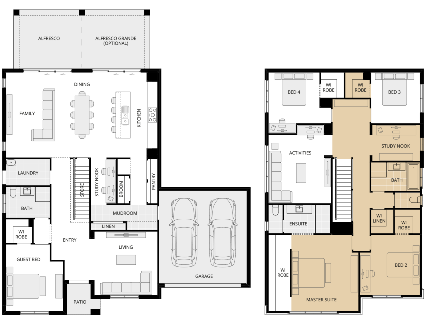Enzo Five - Essence option floorplan study nook ILO parents retreat rhs two storey home design everyday enzo five option floorplan study nook ILO parents retreat rhs