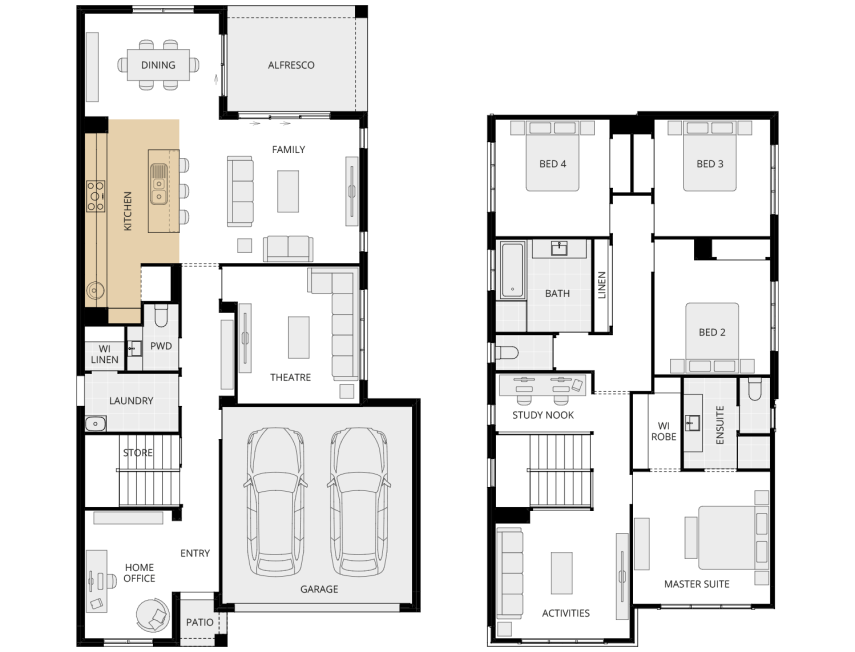 two storey home design everyday fontana one option floorplan alternate kitchen rhs