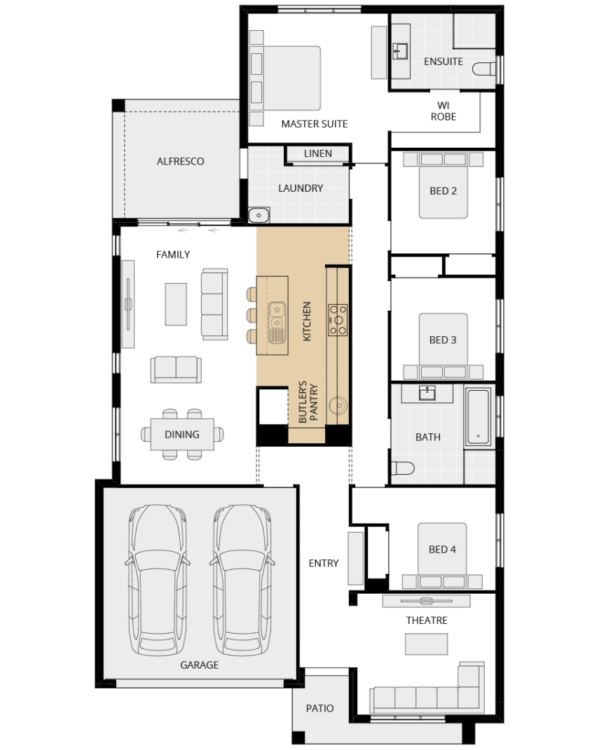 single storey home design ibiza one option floorplan butlers pantry lhs