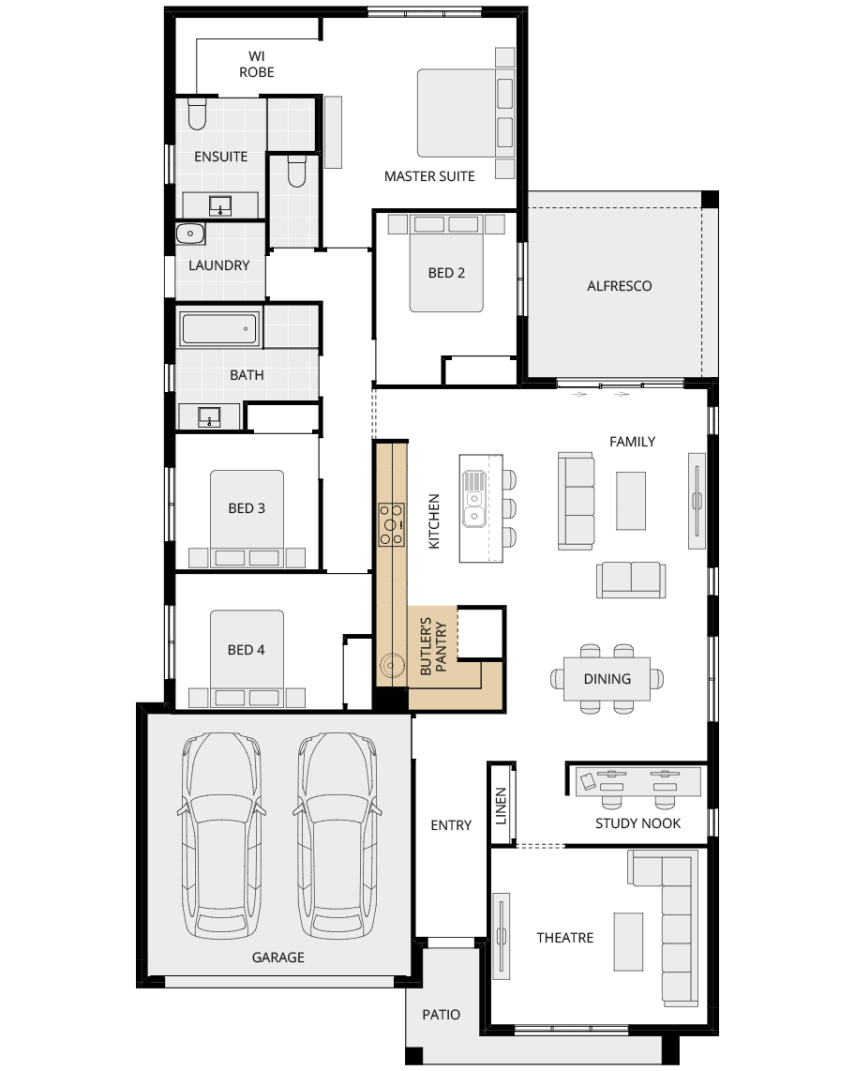 single storey home design ibiza two everyday option floorplan butlers pantry lhs