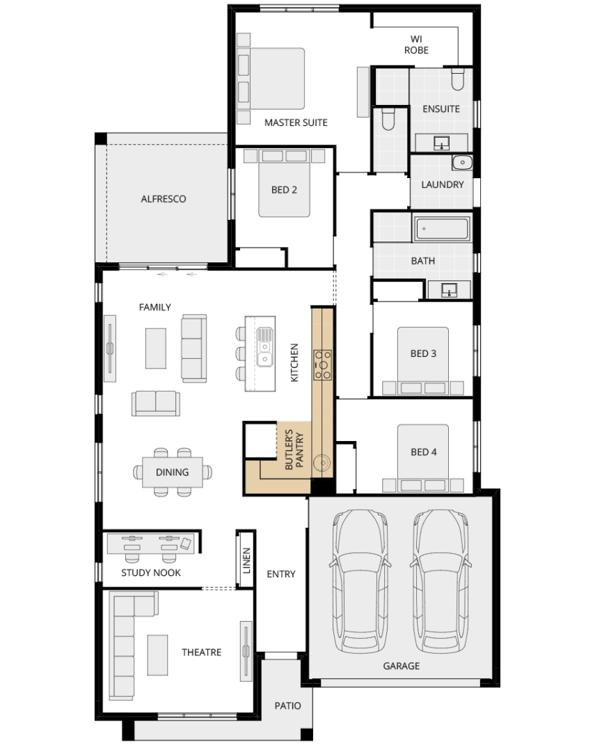 single storey home design ibiza two everyday option floorplan butlers pantry rhs