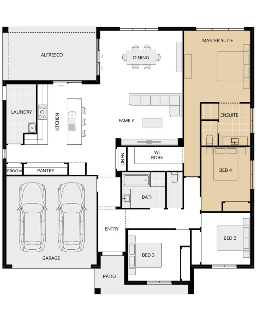 Lisbon One - Everyday option floorplan fourth bed ilo theatre lhs