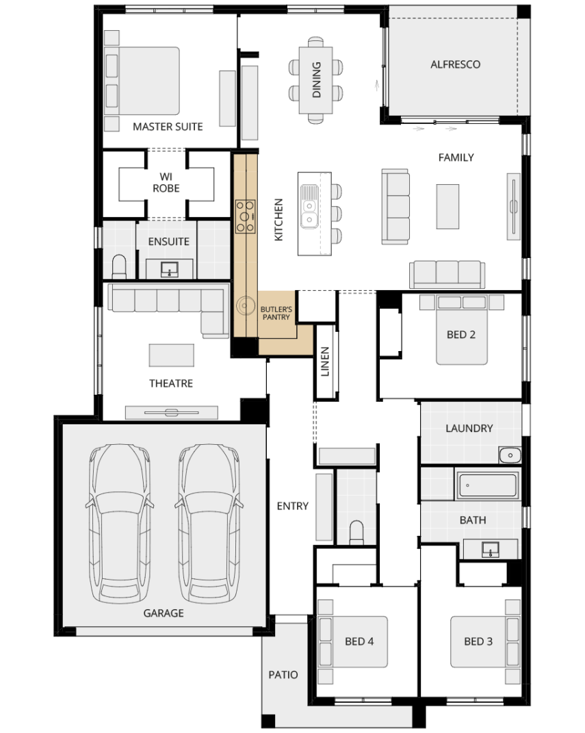 single storey home design everyday mendoza one option floorplan butlers pantry lhs
