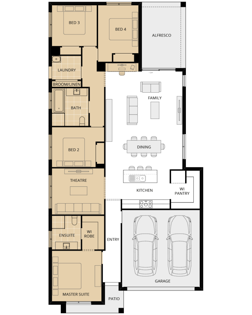 single storey home design everyday mallorca option floorplan master to front rhs