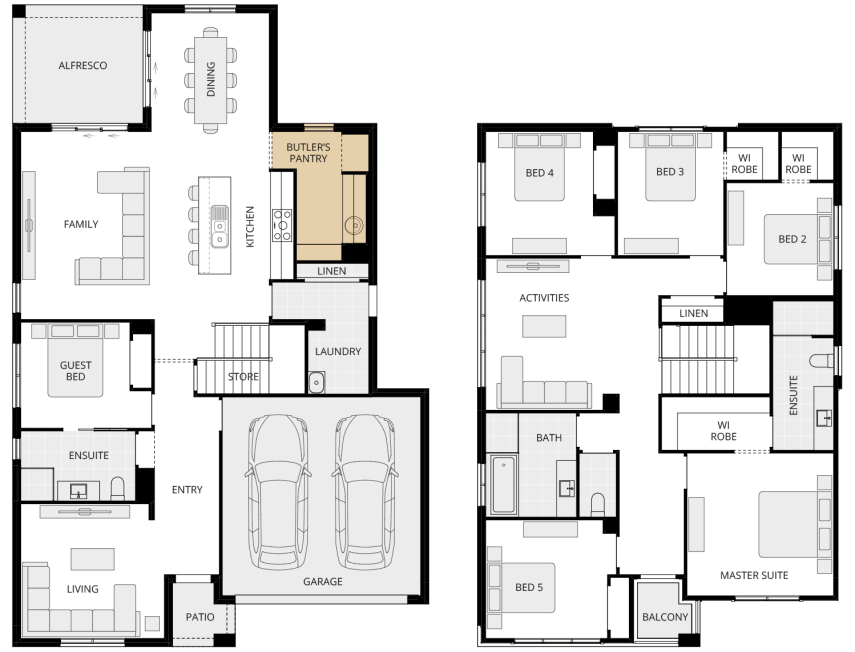 two storey home design everyday nevada one option floorplan butlers pantry rhs