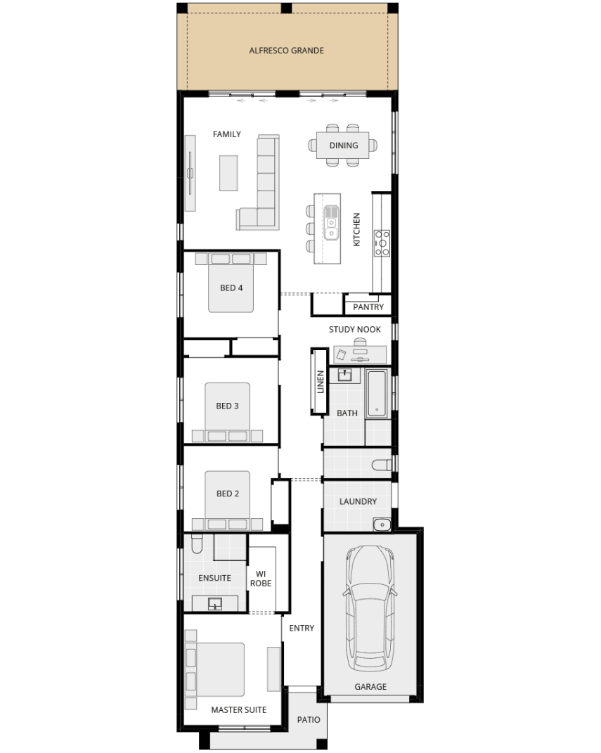 single storey home design everyday ravello one option floorplan alfresco grande rhs
