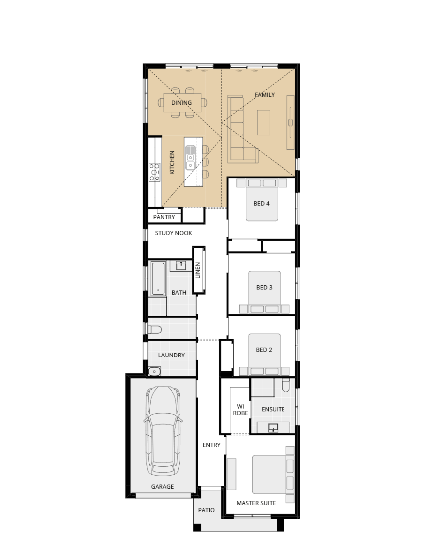 single storey home design everyday ravello one option floorplan cathedral ceilings lhs