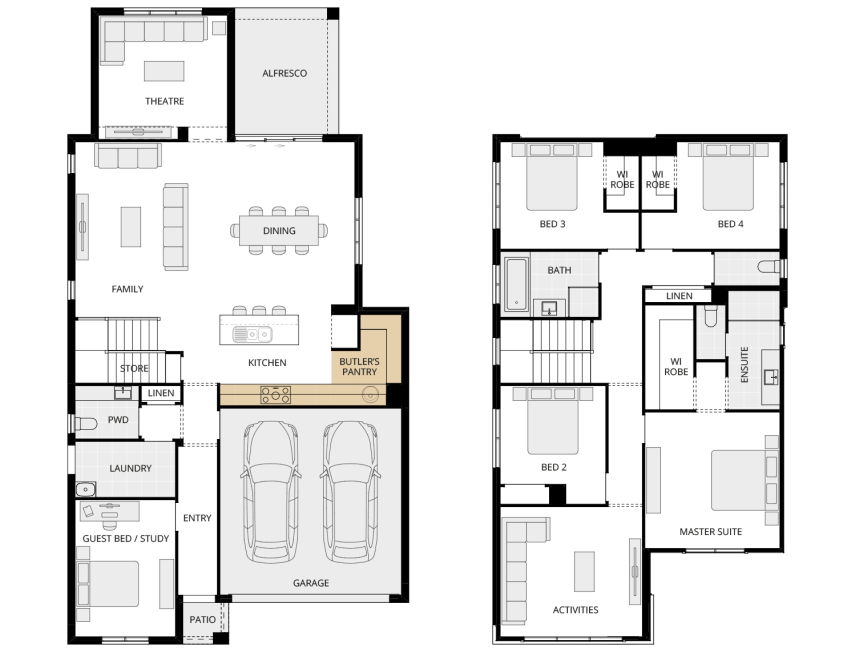 Valiente Two - Essence option floorplan butlers pantry rhs two storey home design everyday valiente two option floorplan butlers pantry rhs