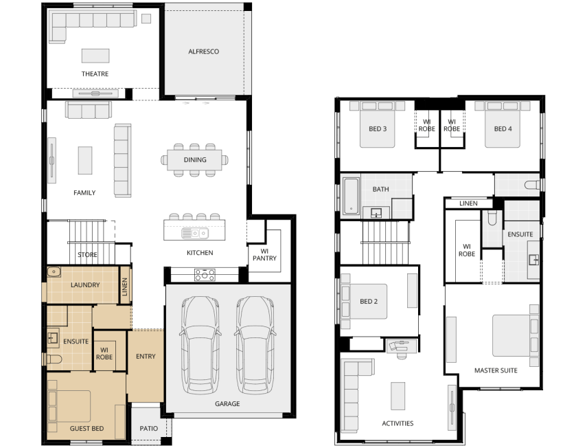 Valiente Three - Essence option floorplan guest bed with ensuite rhs two storey home design everyday valiente three option floorplan guest bed with ensuite rhs