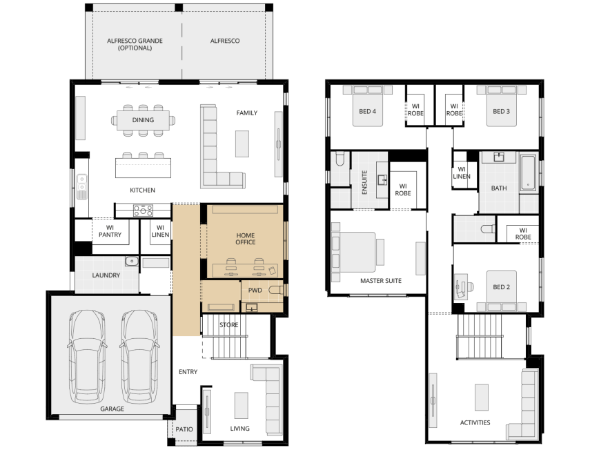 two storey home design ventura one option floorplan home office ilo guest bed lhs