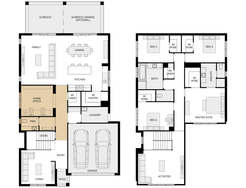 two storey home design ventura one option floorplan home office ilo guest bed rhs