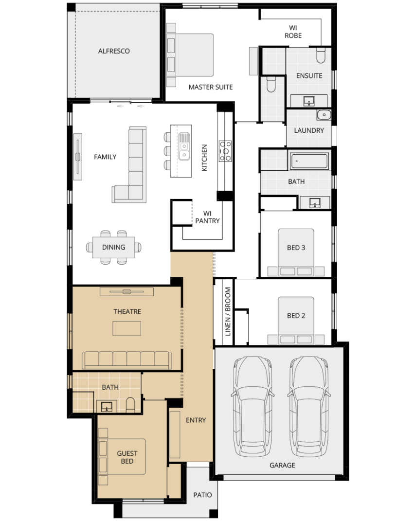 single storey home design everyday ibiza three option floorplan guest bed rhs