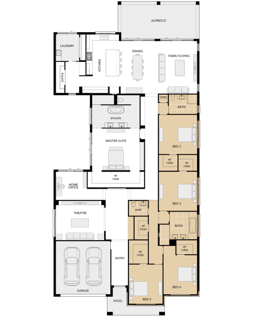 single storey home design anchorage manor floorplan option no activities rhs