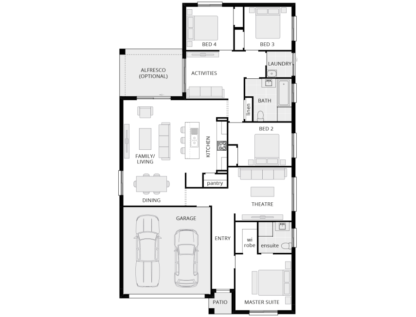small modern house design ballina standard floorplan rhs