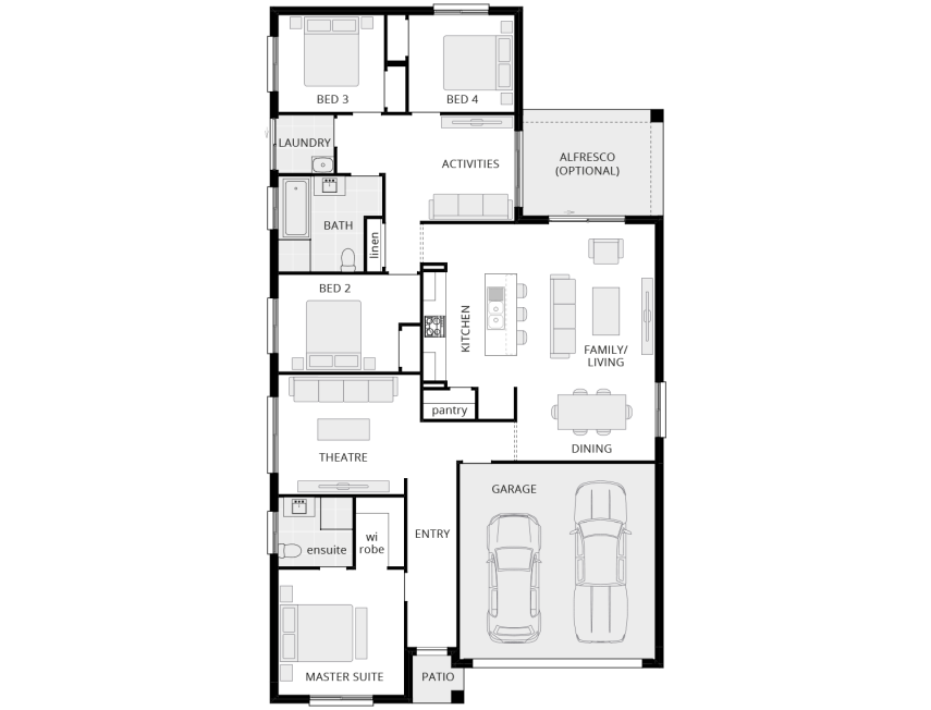 small modern house design ballina standard floorplan rhs
