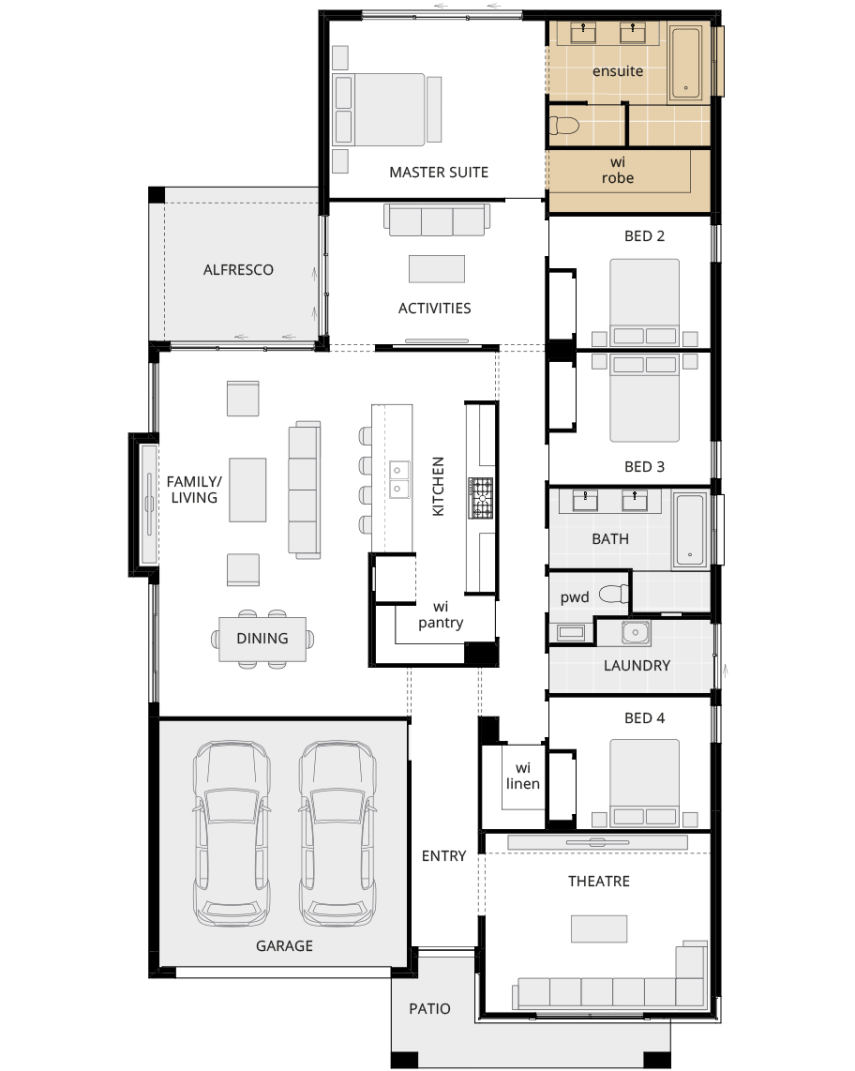 single storey home design bayswater classic floorplan option alternate ensuite rhs