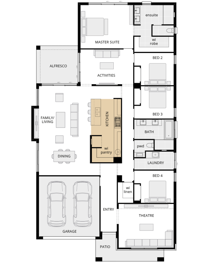 single storey home design bayswater classic floorplan option alternate kitchen b lhs