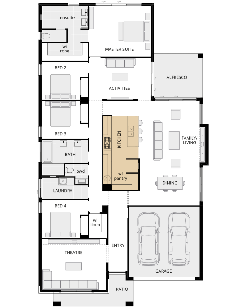 single storey home design bayswater classic floorplan option alternate kitchen b rhs