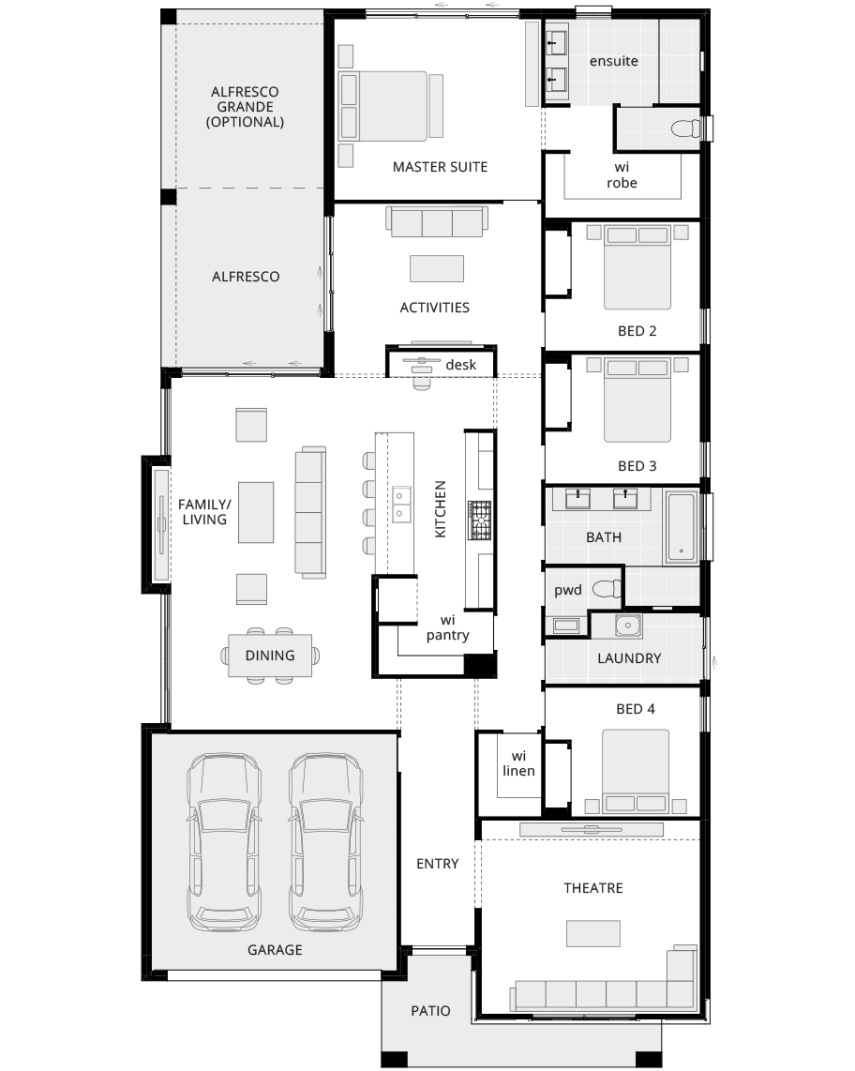 single storey home design bayswater encore standard floorplan lhs