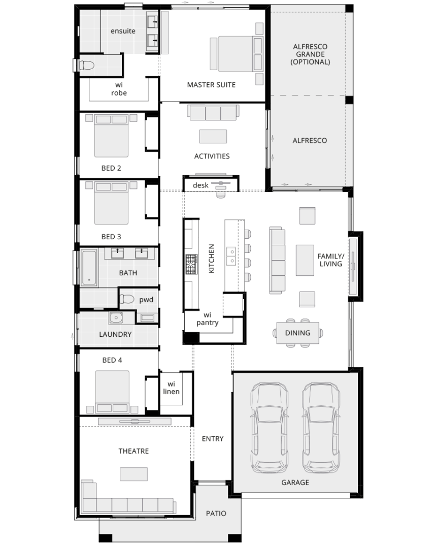 single storey home design bayswater encore standard floorplan rhs