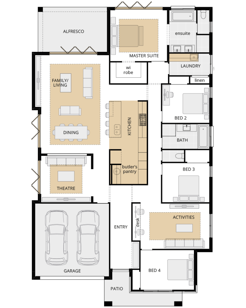 single storey home design beachmere encore upgrade floorplan lhs