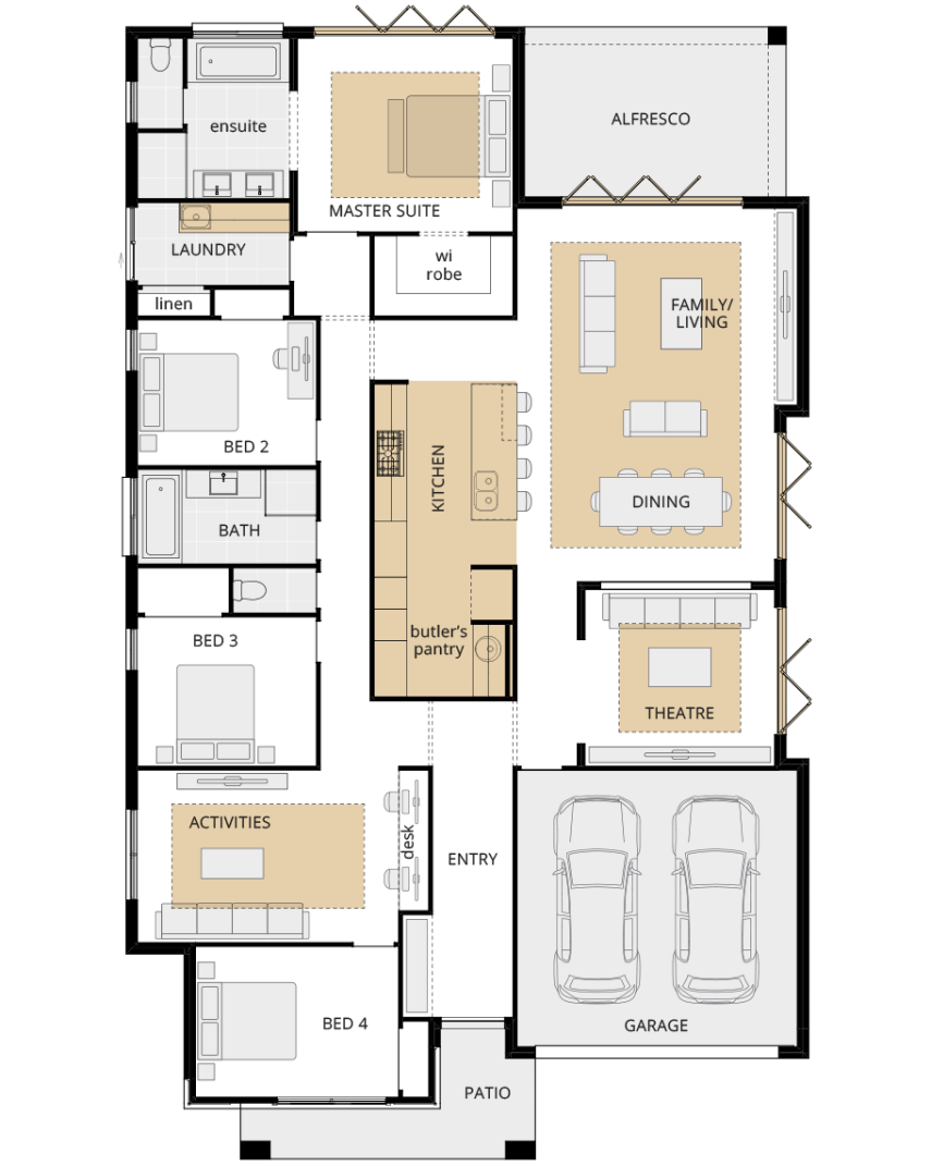 single storey home design beachmere encore upgrade floorplan rhs