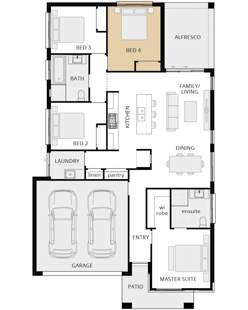single storey home design bellevue classic floorplan option bed 4 ilo theatre rhs