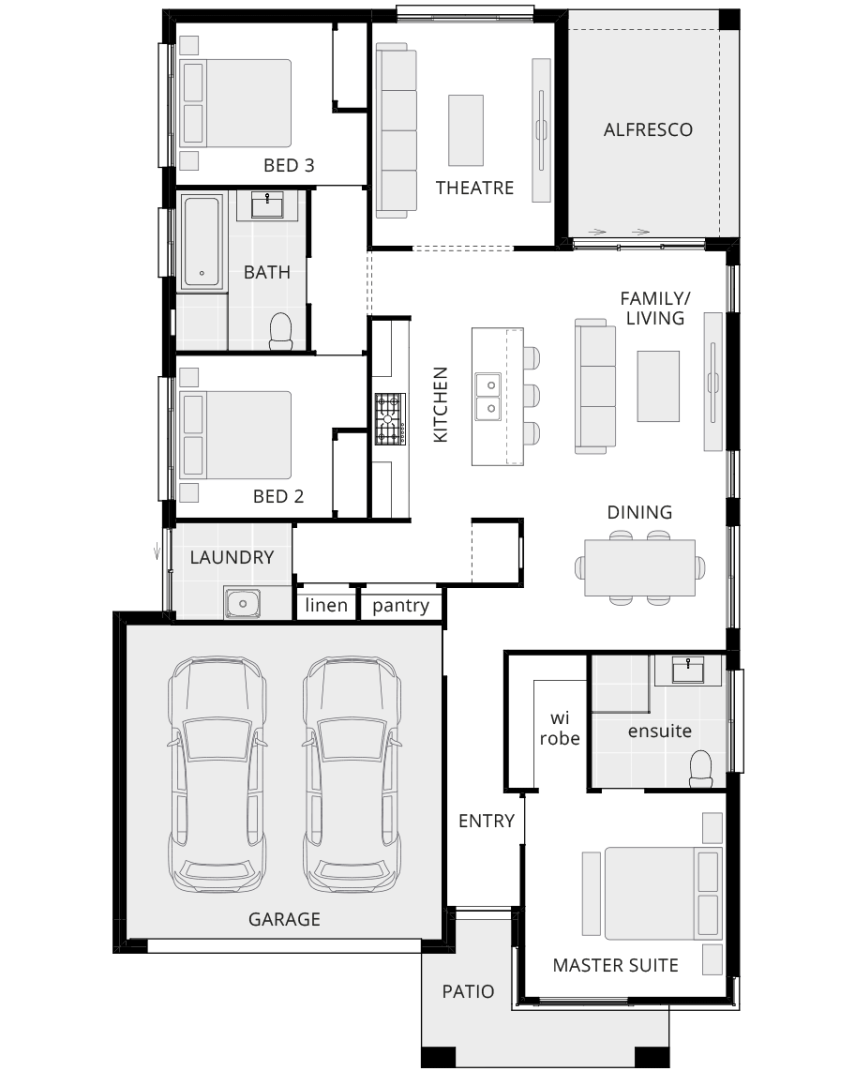 single storey home design bellevue classic standard floorplan lhs