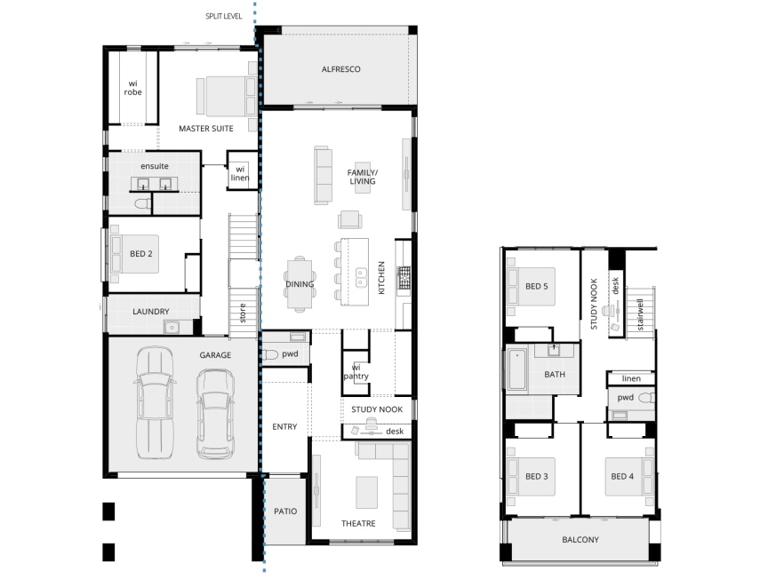 split level home design flinders standard floorplan lhs