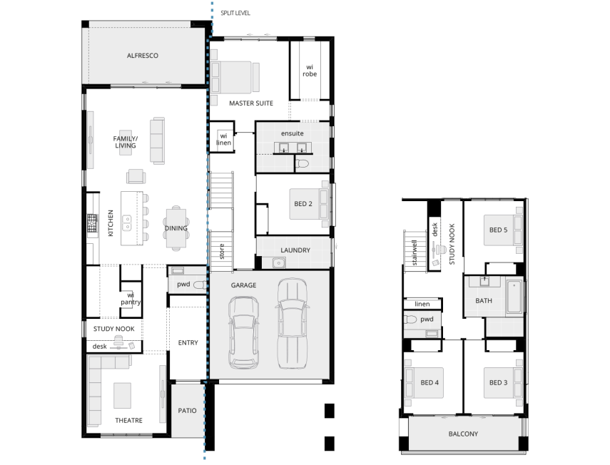 split level home design flinders standard floorplan rhs