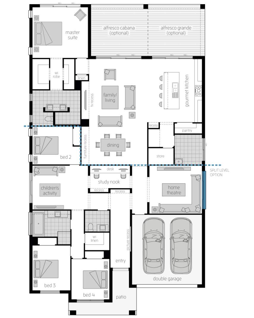 single storey floorplan miami executive 16 rhs