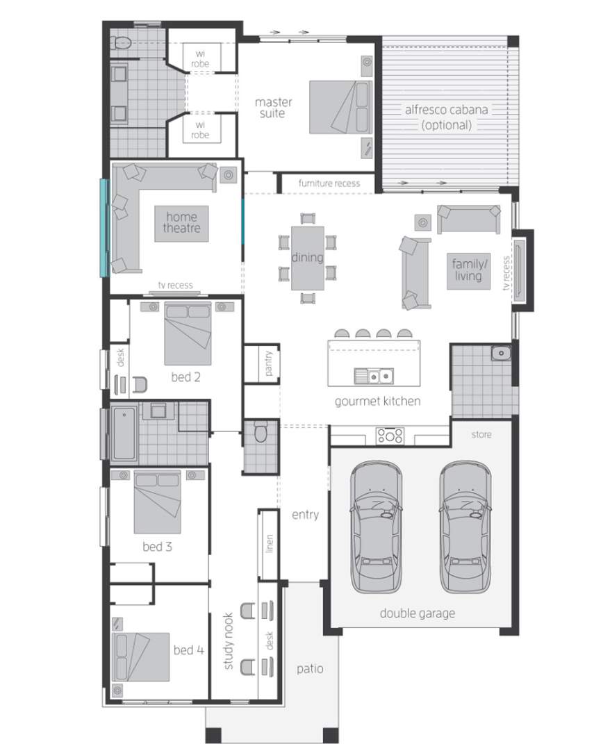 Floor Plan, Santorini Executive Floor Plan, Santorini Executive Home Design - McDonald Jones