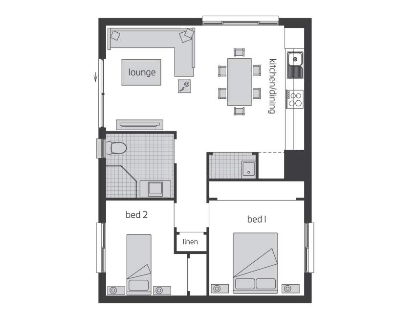 Architectural New Home Designs - Granny Flat One Floor Plans
