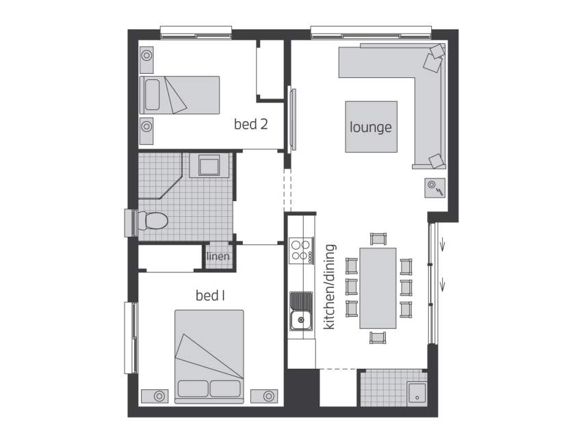 Floor Plan - Granny Flat 2 Architectural New Home Designs - Granny Flat Two Floor Plans