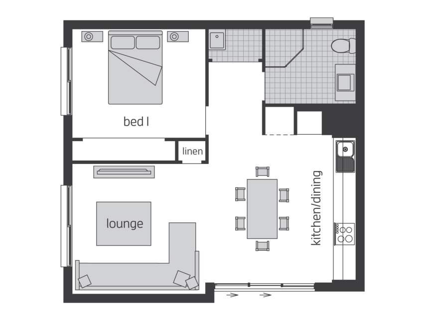 Floor Plan - Granny Flat 6 house plan of 1 Bedroom granny flat with kitchen/dining