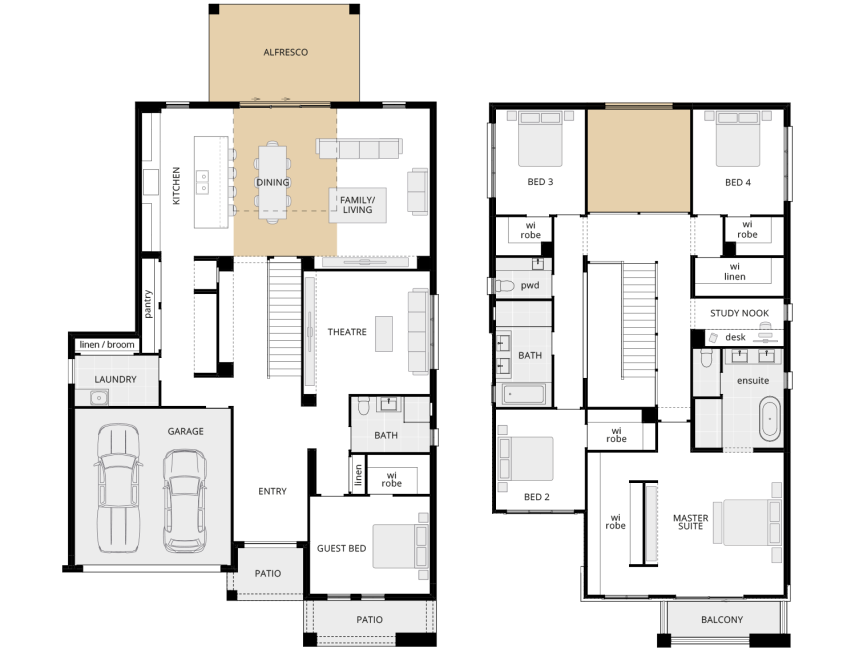 two storey home design grandeur 42 one option floorplan void over dining lhs
