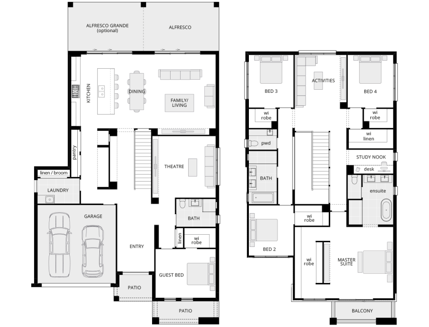 two storey home design grandeur 42 one standard floorplan lhs