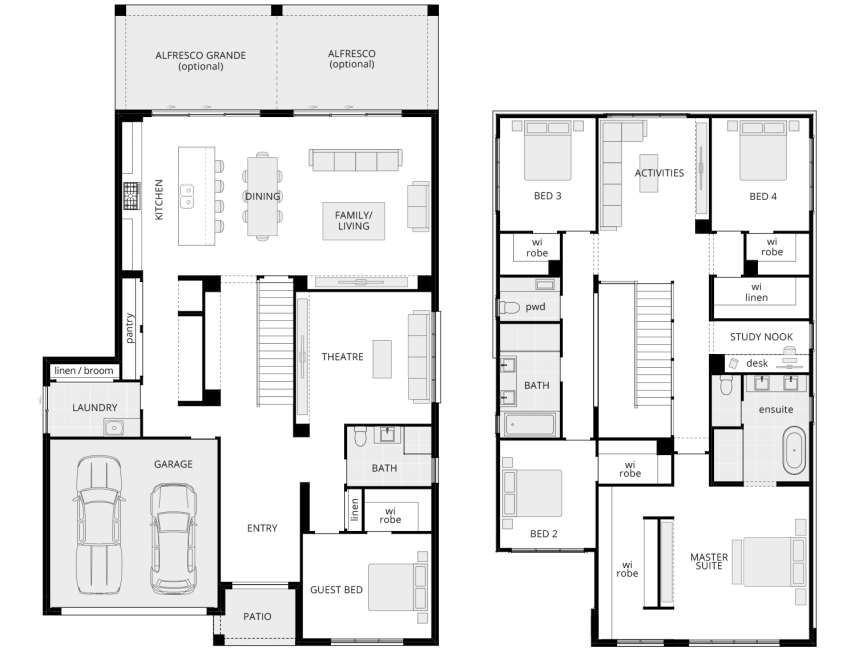 spacious two storey home design grandeur 46 one standard floorplan