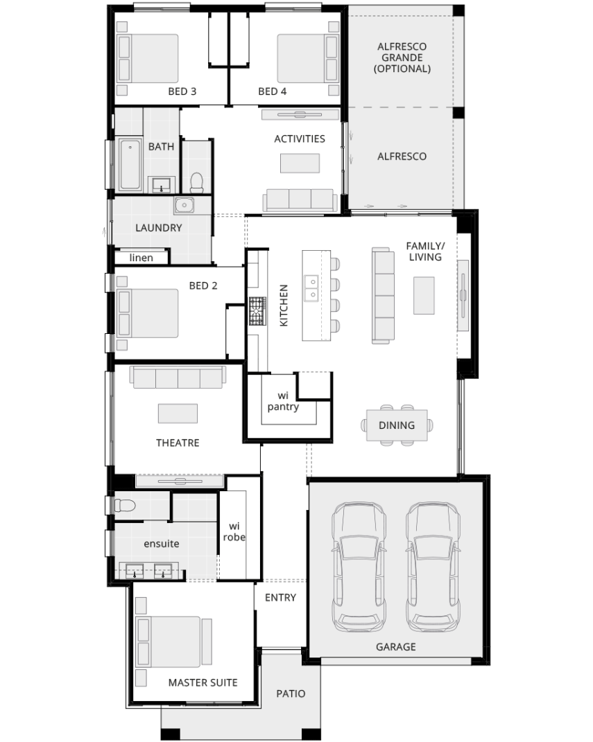 single storey home design havana encore standard floorplan rhs 