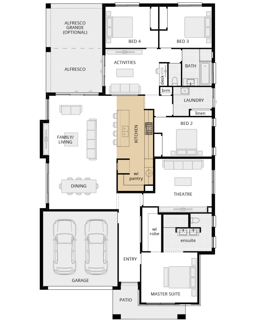 single storey home design havana grande floorplan option alternate kitchen b lhs