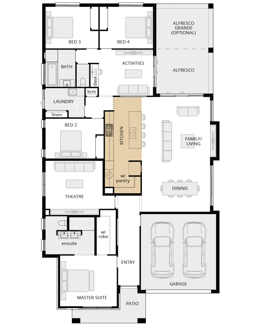 single storey home design havana grande floorplan option alternate kitchen b rhs
