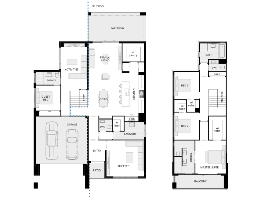 split level house designs for sloping blocks huntley standard floorplan lhs