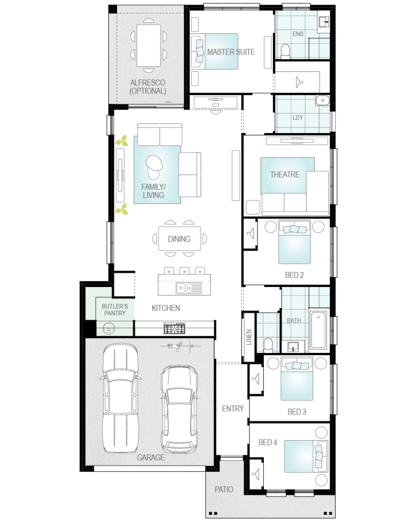 Mallorca - Upgrade option butlers pantry rhs single storey home design mallorca upgrade floorplan butlers pantry lhs