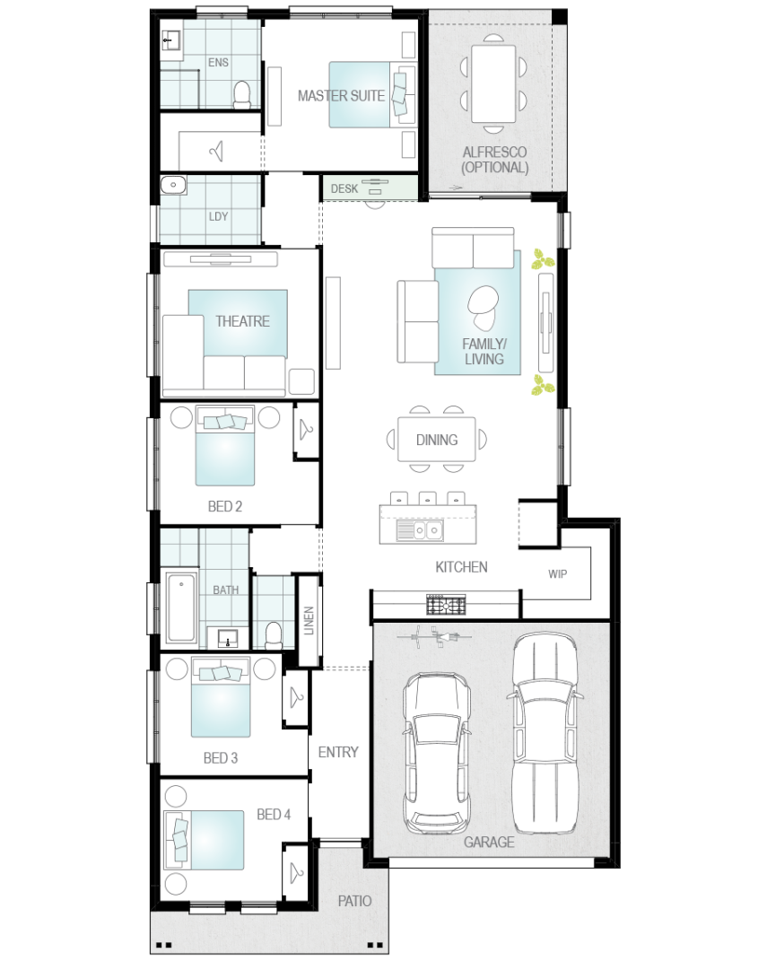 Mallorca - floorplan upgrade option study desk rhs single storey home design mallorca floorplan upgrade option study desk rhs