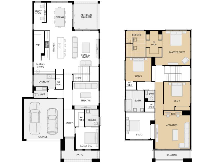 two storey home design manhattan 38 upgrade option mirrored master suite lhs