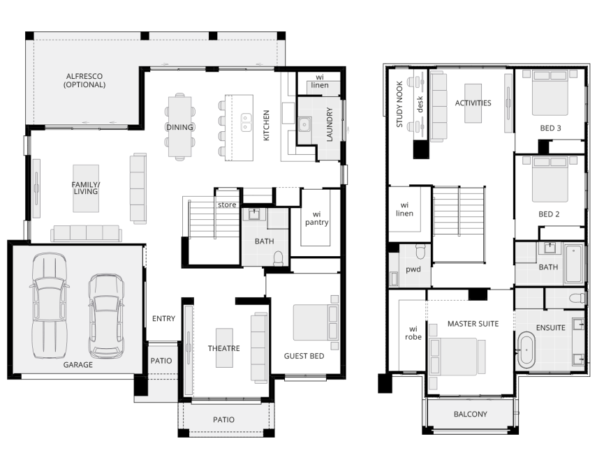 two storey home design mayfair standard floorplan lhs