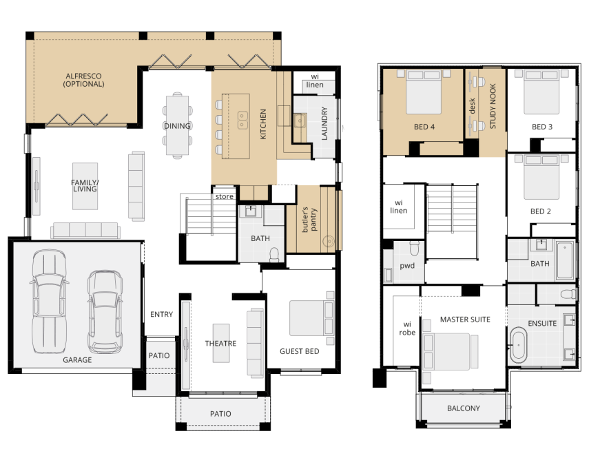 two storey home design mayfair upgrade floorplan lhs